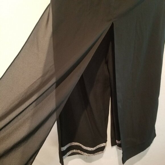 A.D. Originals Women's Size 10 Black High Rise Cropped Overlay Pants Beaded Hem - Picture 4 of 10